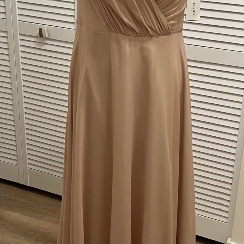 New with tag !! David's Bridal Gold Ruched Strapless Gown